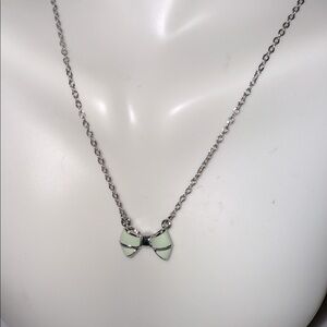 Ted Baker London Silver Mint Bow Necklace
